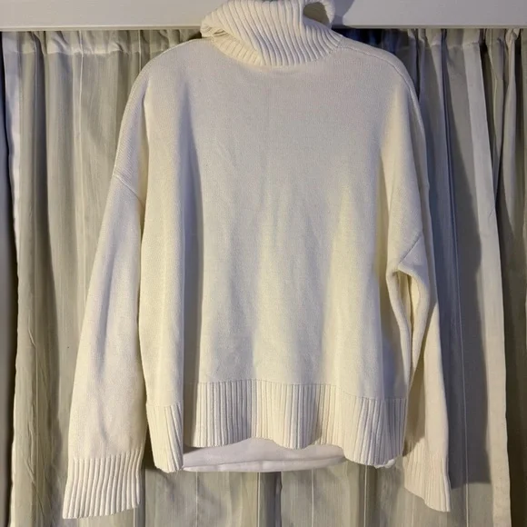 GAP Cream Turtleneck Sweater Women’s Size XL Ribbed Knit Drop Shoulder Cozy - Picture 5 of 11